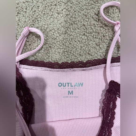 OUTLAW Y2k Retro Lace Trim Embroidered Cami Tank Top - Picture 2 of 7